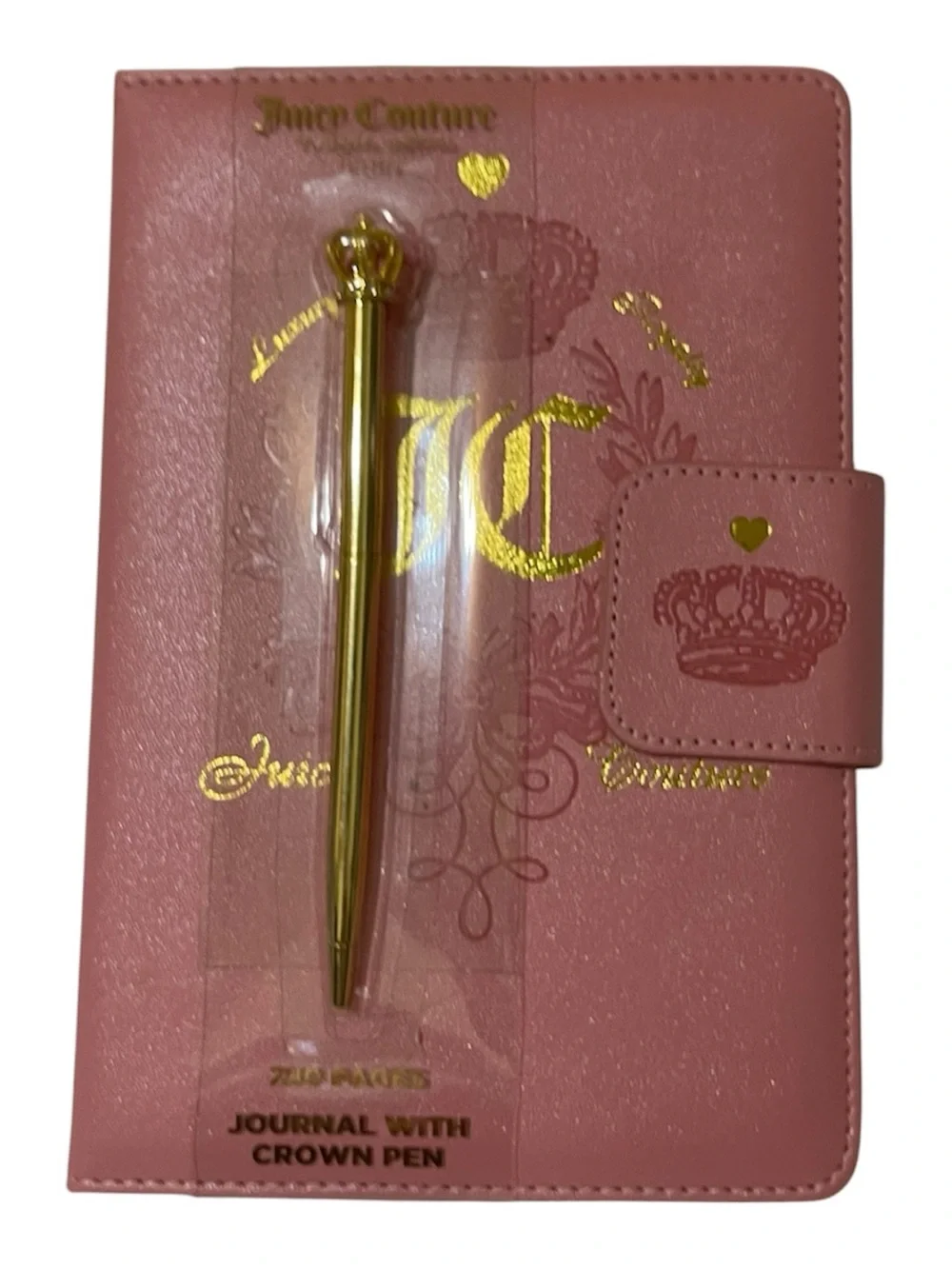 Juicy Couture Pink Journal with Gold Lettering & Crown Topped Pen - NWT **